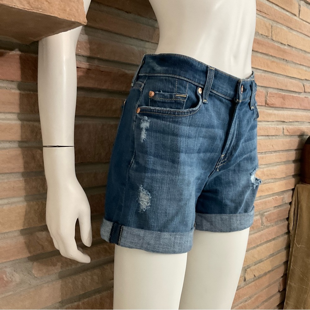 7 For All Mankind Roll Cuff Jeans Shorts 27 - Picture 3 of 11